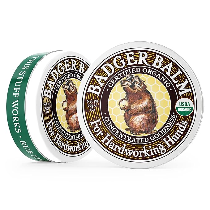 Badger - Hardworking Hands Healing Balm, Aloe Vera & Wintergreen, Working Hand Balm, for Dry Hands, Hand Moisturizer, Certified Organic, 2 oz (3 Pack)
