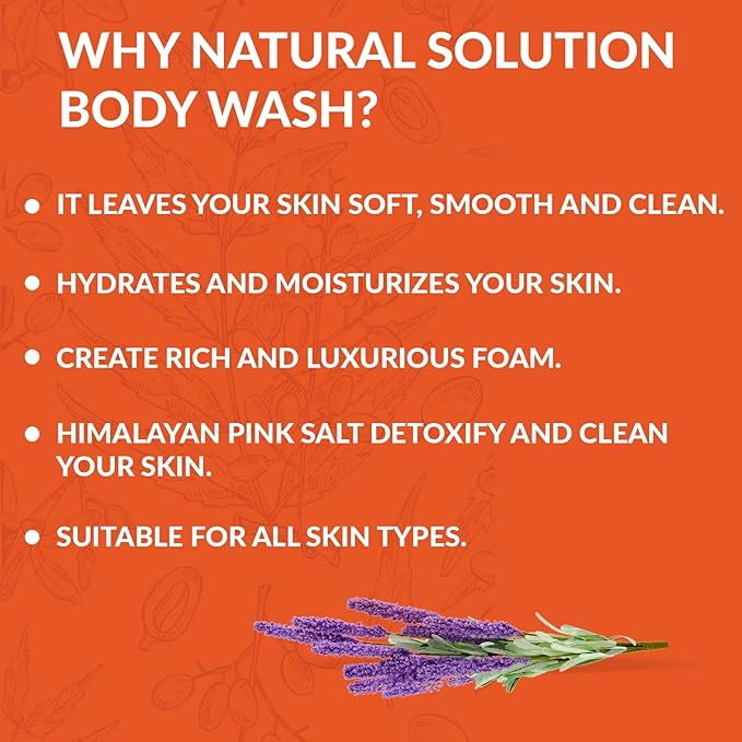 Natural Solution Moisturizing Shower Gel, Purifying & Nourishing with Organic Lavender Oil, for All Skin Types Himalayan Pink Salt Body Wash, 500 ml Each, Pack of 3