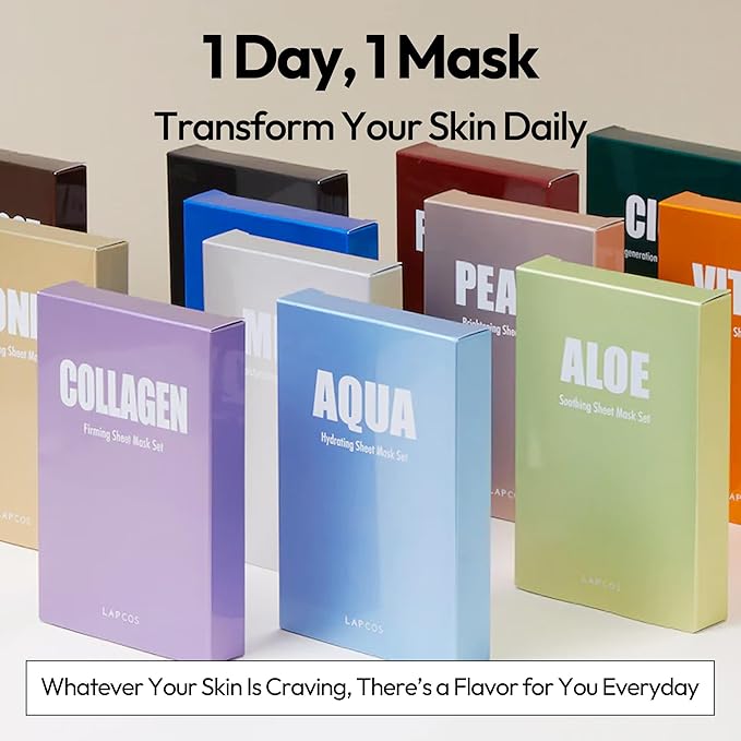 LAPCOS Pearl Sheet Mask, Daily Face Mask with Probiotics to Clarify Skin, Korean Beauty Favorite, 5-Pack