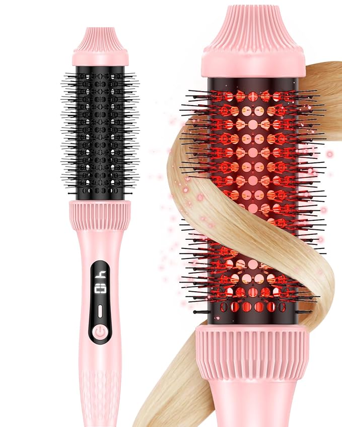 DORISILK Infrared Thermal Hair Brush for Sleek, Shiny Hair,1.5inch Thermal Round Brush for Blowout Look,Heated Round Brush for Curling and Straightening,Dual Voltage for Travel Using