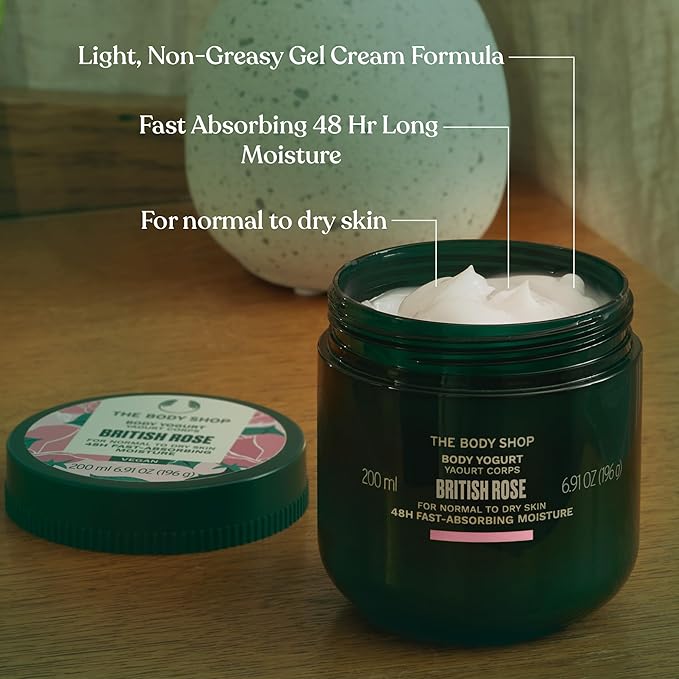 The Body Shop British Rose Body Yogurt, 48hr Moisturizer, 100% Vegan, 6.91 Fl.Oz