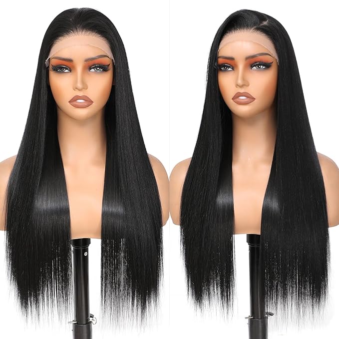 Synthetic Lace Front Wig 7x5 Glueless Wig HD Lace Front Wig for Women Pre-Plucked Ready to Wear Wigs Beginner Friendly Natural Black 26inch
