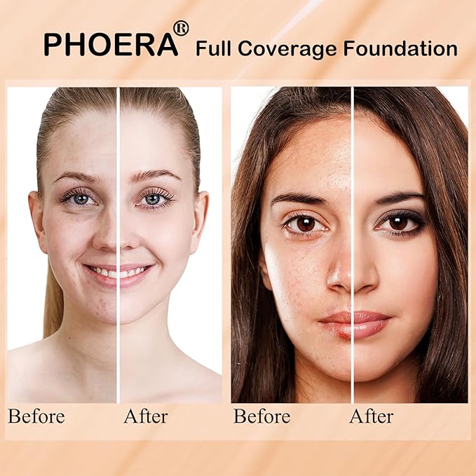 PHOERA Foundation, PHOERA Contour Palette,Shades with Highlighter & Contour/Nude+Warm peach+#002)