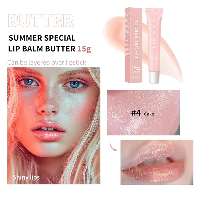 Summer Special Lip Butter Balm - Ultra-Hydrating, Nourishing Lip Care with Natural Ingredients, Shea Butter & Olive Butter, Soothes & Softens Dry Lips (4PCS, 0.5 Fl Oz (Pack of 4))