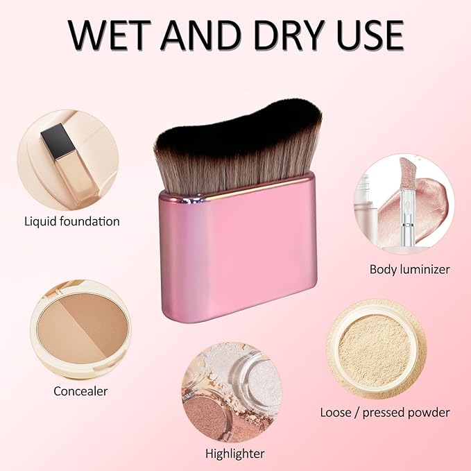 Self Tan Brush-Kabuki Brush for Body,Sunscreen Tanning Brush,Blusher,Shadow,Powder,Bronzer and Foundation Self Tanner Brush,Makeup Brushes for Face and Body(Pink)