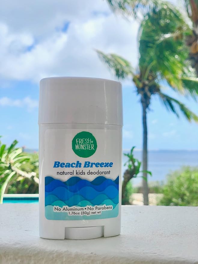 Fresh Monster Natural Deodorant for Kids and Teens I Aluminum-Free, Paraben-Free and Hypoallergenic I Dermatologist Tested I 24-Hour Protection I Beach Breeze Scent I 1.76 oz I 1 Count