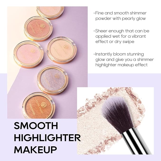 Baked Highlighter Powder Palette, Makeup Highlighter Powder Palette Moonlight White