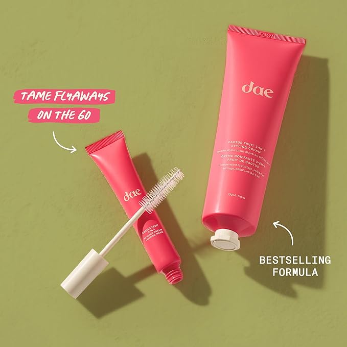 DAE Hair Cactus Fruit 3-In-1 Styling Cream & Taming Wand - Tame Flyaways, Smooth Frizz, Style Edges (0.6 oz.)