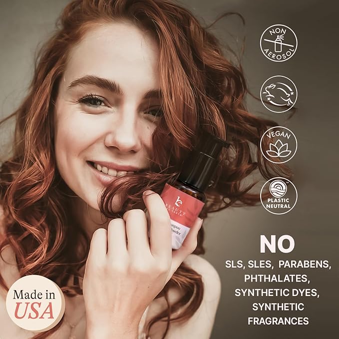 Beauty by Earth Dry Shampoo Powder Spray for Women & Men, Non Aerosol Volumizing & Clarifying Powder, USA Made with Clean Ingredients & Biotin for Light and Dark Hair - Travel Size Friendly