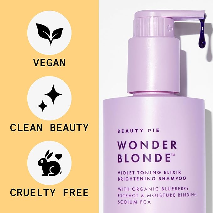 Beauty Pie WonderBlonde Violet Toning Elixir Brightening Shampoo For Reviving & Hydrating Hair