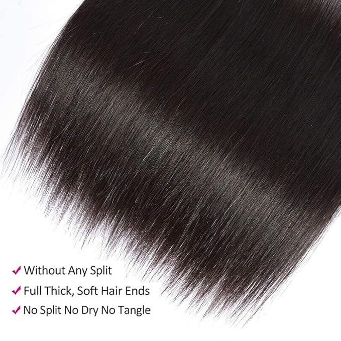 10A Straight Bundles Human Hair 24 26 28 Inch 100% Unprocessed Virgin Brazilian Straight Human Hair Weave 3 Bundles Natural Black Color
