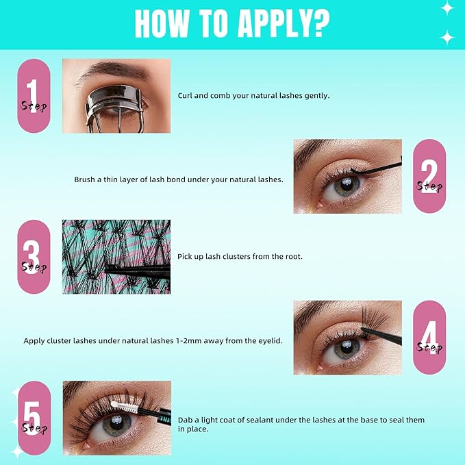 Lash Clusters Wispy 280PCS Eyelash Extension 80D Cluster Lashes Individual Lashes DIY Lash Extension Natural Look Cluster Eyelash Extensions Soft False Eyelashes at Home for Beginners(12mm)