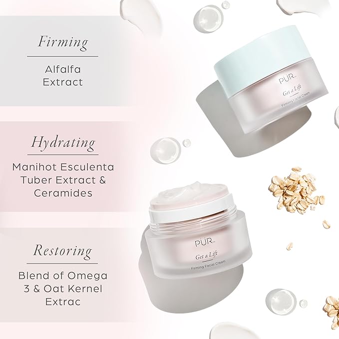 Firming Facial Cream, Get a Lift by PUR Beauty - Triple-Action Lightweight Moisturizer for Face & Neck Tightens Sagging Skin & Restores Firmness for Fine Lines & Wrinkles - Non-Greasy & Gluten Free.