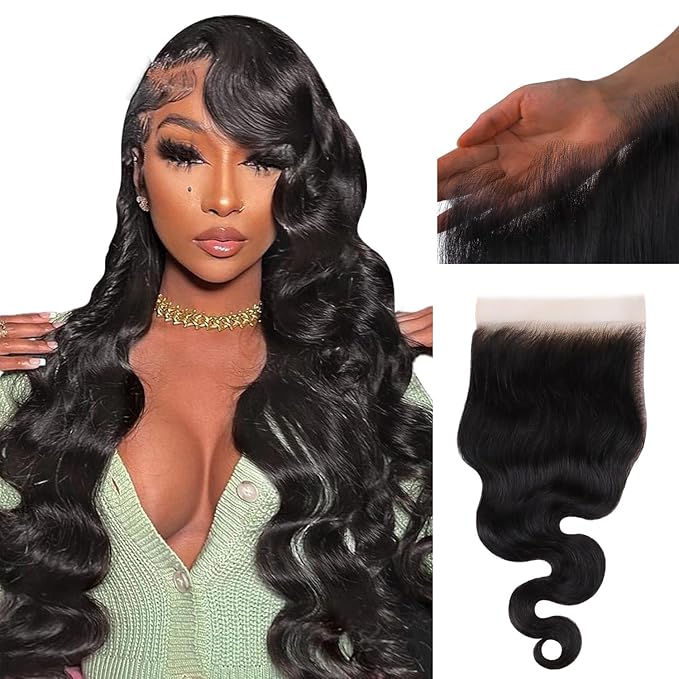 IDN Beauty Skinlike Real HD 6x6 Lace Closure Human Hair 18 Inch Body Wave - Bleached Single Knots, Ultra-thin 0.1 mm Pre-Plucked Hairline Virgin Human Hair