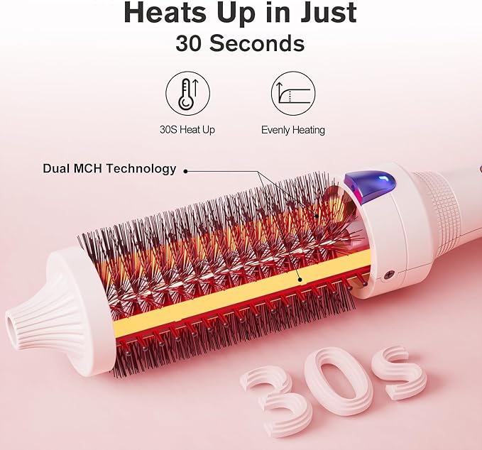 K&K 1.25 Inch Heated Curling Brush with Ceramic Tourmaline Ionic Technology - Volumizing Hot Brush for Root Volume & Loose Curls