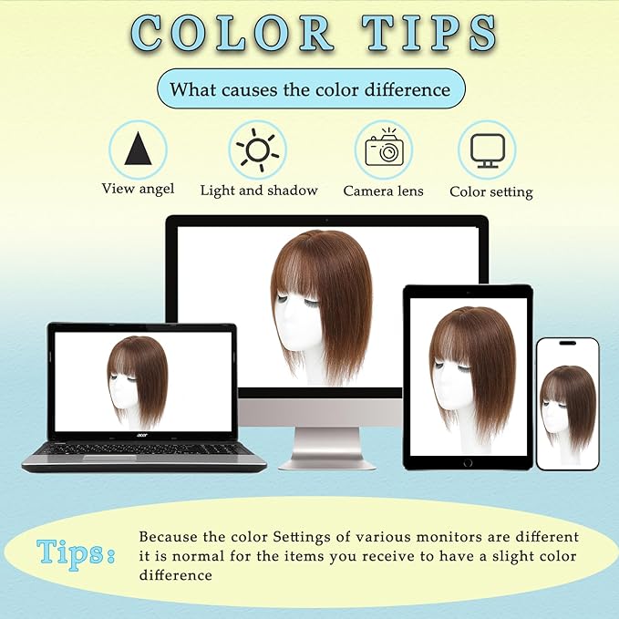 Hair Toppers for Women Real Human Hair, 360° 3D Toppers Pieces for Women with Thinning Crown Wispy Bangs 12 Inch Upgrade Big Basement (Natural Black, 12 Inch Wispy Bangs)