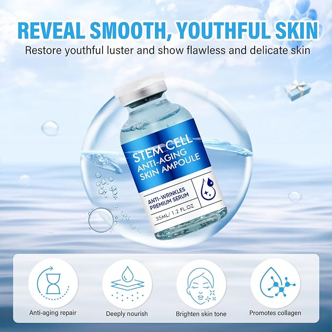 Stem Cell Serum for Face, Microneedling Serum Makes Skin Feel Firmer, Stem Cells Strengthens and Moisturises Skin, Anti Aging Face Essence to Use with and Without MicroNeedling