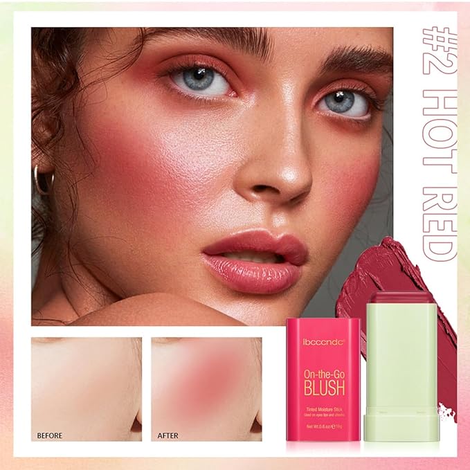 Multi-Use Makeup Blush Stick,Cream Blush Stick,Solid Moisturizer Stick,Waterproof