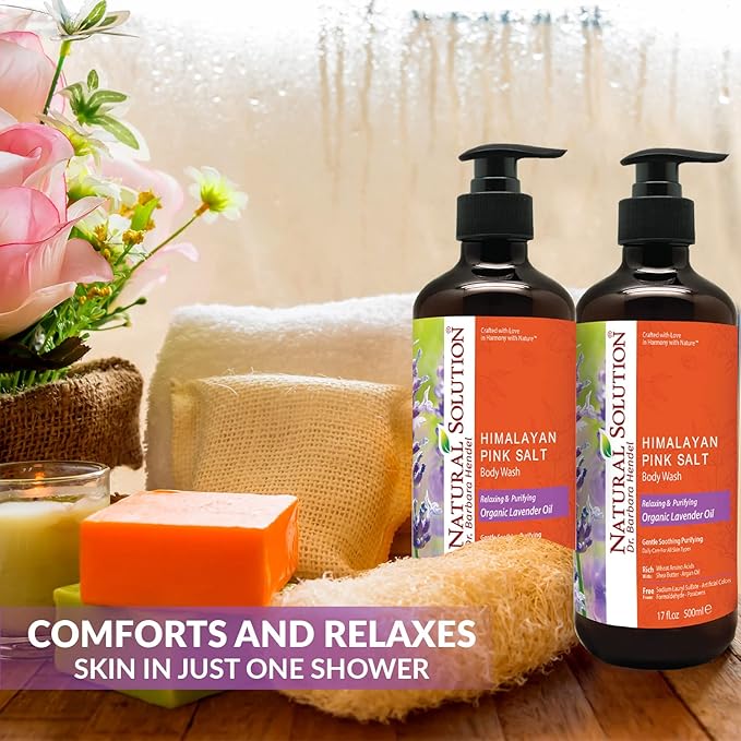 Natural Solution Body Wash, Made With Himalayan Pink Salt & Organic Lavender Oil, Purifying and Transforms The Even Driest Skin in Just One Shower, 17 fl oz (6 Count)
