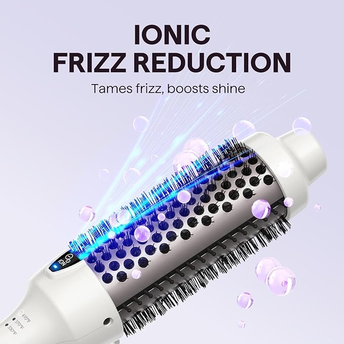 Wavytalk Thermal Brush, 1.5 Inch Blowout Express Ionic Thermal Round Brush Creates Blowout Look in 10 Minutes Makes Hair Shinier & Smoother, Dual Voltage (White)