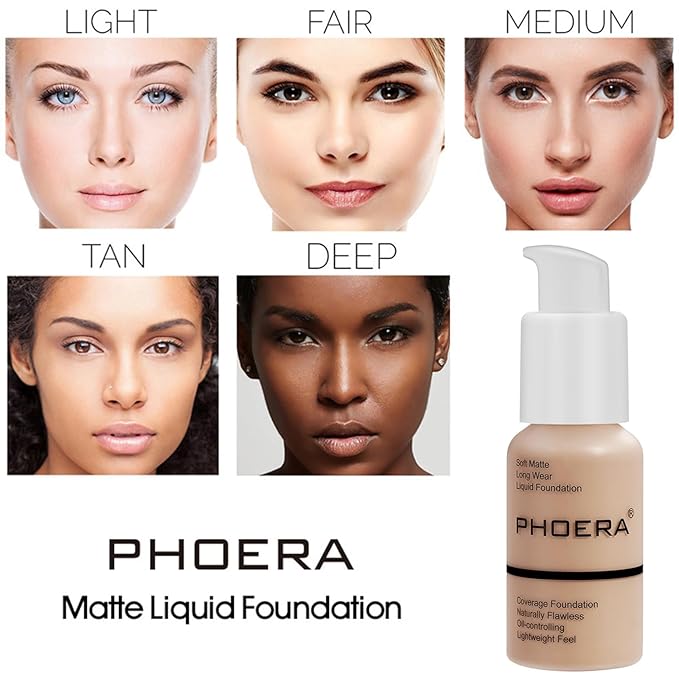 PHOERA Foundation Full Coverage,and Medium Coverage 2024 New Beige+Buff Beige)