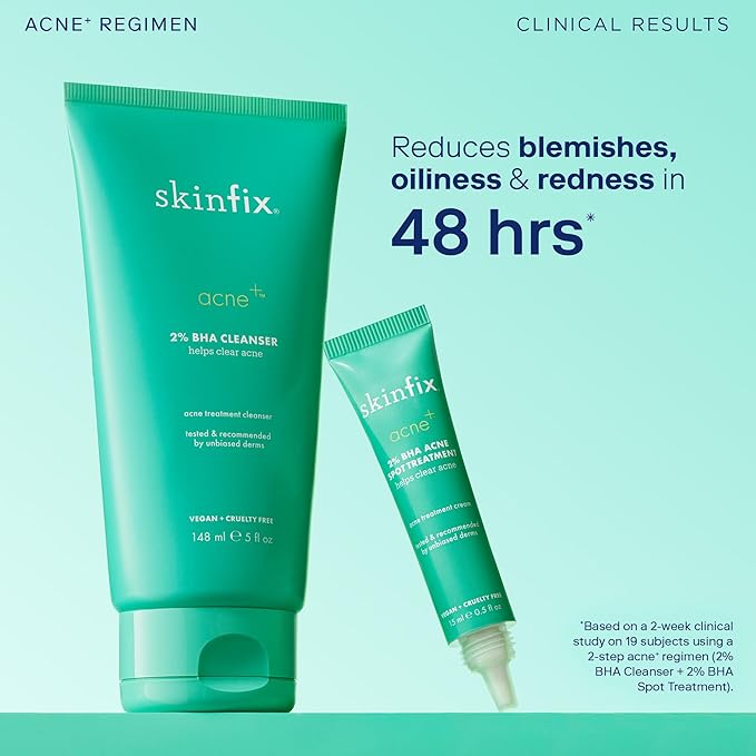 Skinfix Acne+ BHA Cleanser: Multi-Level Pore Resurfacing, Deep Pore & Acne-Fighting Cleanser Helps Reduce Blemish Size, Redness & Excess Oil, 5 Fl Oz