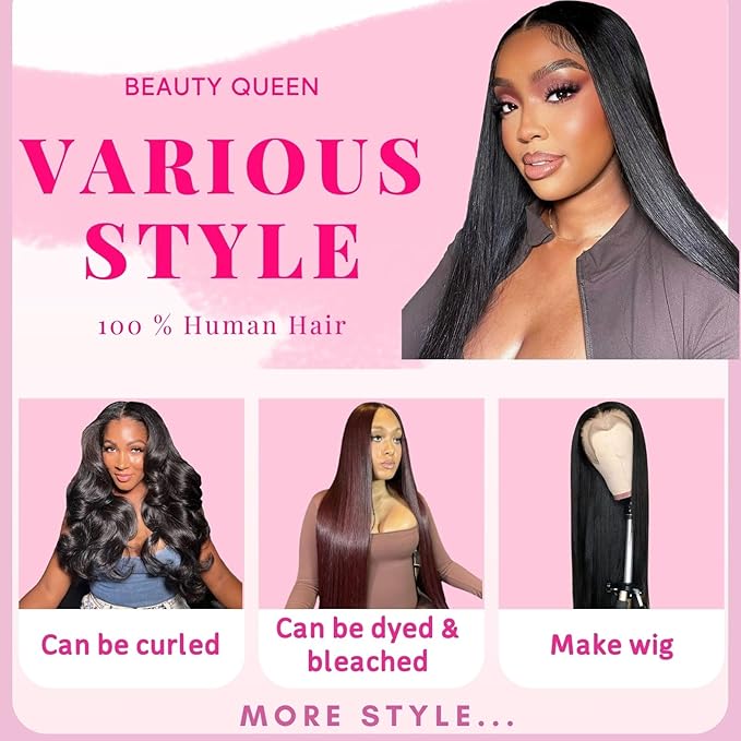 Beauty Queen 30 30 30 Inch Bundles Human Hair Straight 100% Unprocessed Brazilian Straight Human Hair Bundles 16A Weave 3 Thick Bundles Remy Virgin Hair Extensions Natural Color