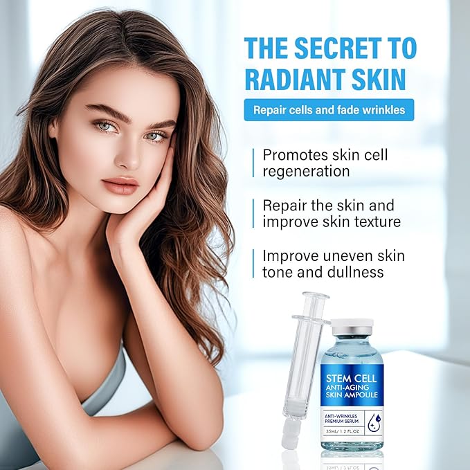 Stem Cell Serum for Face, Microneedling Serum Makes Skin Feel Firmer, Stem Cells Strengthens and Moisturises Skin, Anti Aging Face Essence to Use with and Without MicroNeedling