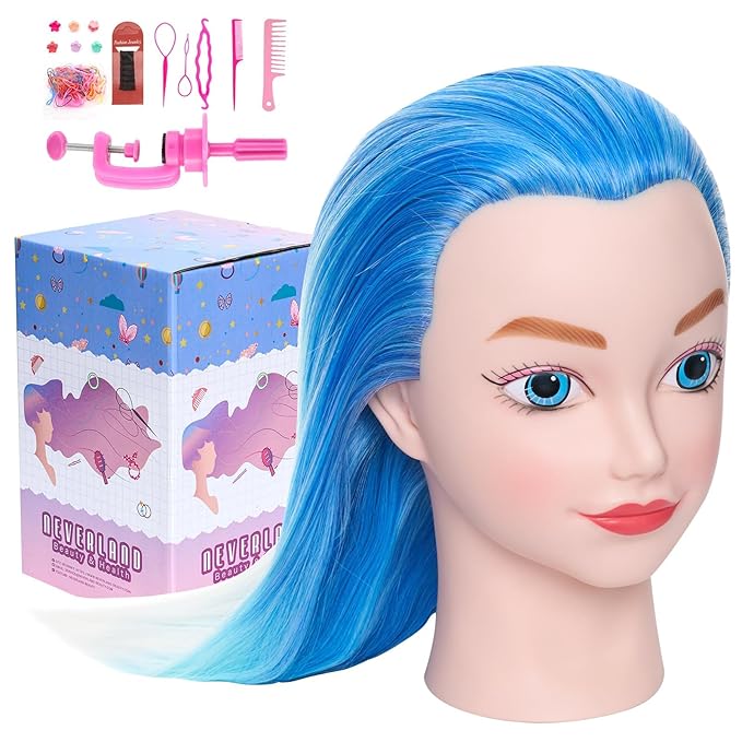 Neverland Beauty Mannequin Head with Hair, 20 Inch Cosmetology Manikin Barbie Head Styling Doll for Practice Braiding, Doll Head for Hair Styling Braiding Hairdressing for Girls