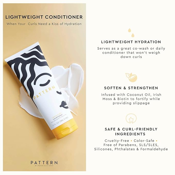 PATTERN Beauty by Tracee Ellis Ross Lightweight Conditioner, 13 Fl Oz, Rich Moisture for Curlies, Coilies and Tight-Textured Hair, 3a-4c