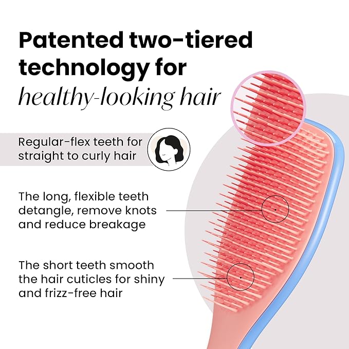 Tangle Teezer Ultimate Detangler Brush for Wet & Dry Hair, Eliminates Knots & Reduces Breakage for All Hair Types, Apricot Blaze