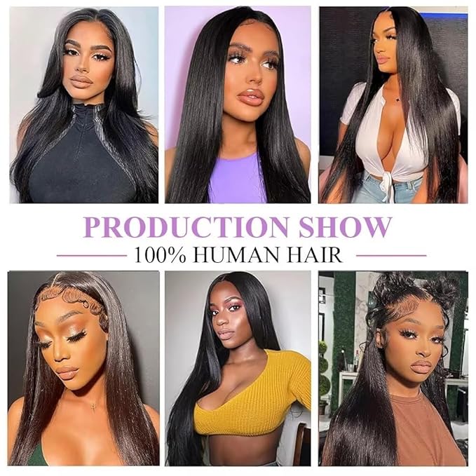 10A Straight Bundles with Frontal 24 26 28 with 20 Inch Human Hair Bundles with Closure 100% Unprocessed Brazilian Virgin Human Hair Weave 3 Bundles with Frontal HD Lace