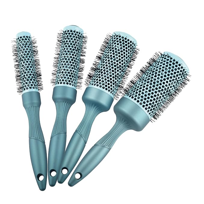 5pcs Round hair Brush Set for Blow Drying Curling, Professional curly hair brushBrush Leaves Hair Shiny Heat Styling Brush 5 Different Sizes Works Very Well with The Blow Dryer