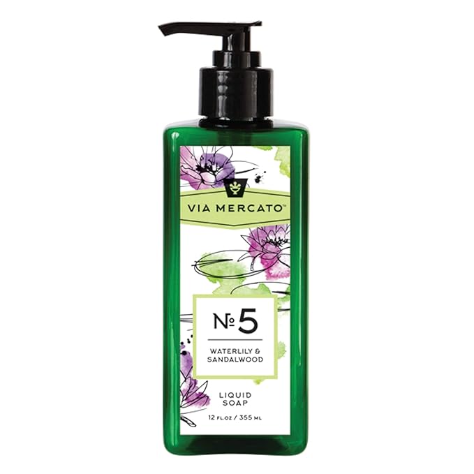 Liquid Soap, Shea Butter Enriched (12 oz), No. 5 - Waterlily & Sandalwood