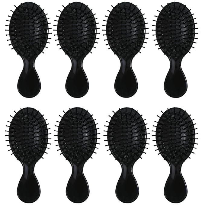 Bridesmaid Proposal Gifts - 8 Pieces Mini Travel Brush Set for Bachelorette Party and Wedding Favors (Black)