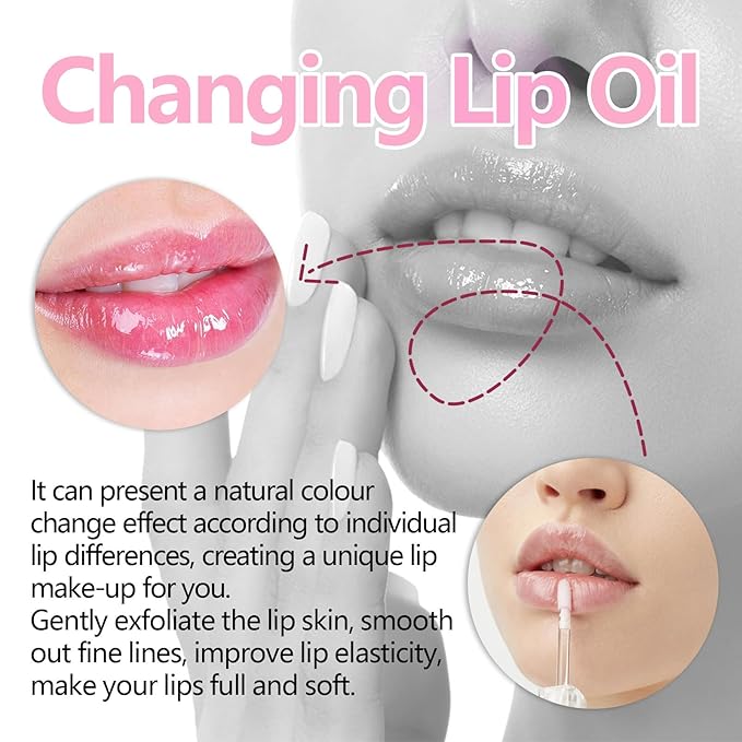 2 Pcs Magic Color Changing Lip Oil, Long Magic