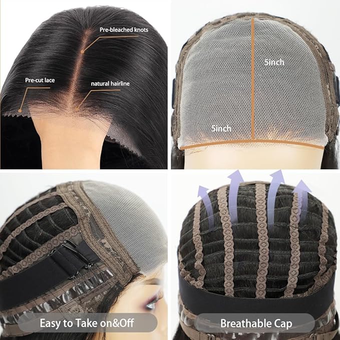28 Inch Glueless Wigs Human Hair pre plucked Pre Cut Wear and Go Wig 180 Density 5x5 Hd Lace Closure Wigs Human Hair Body Wave Hd Lace Front Wigs for Women Frontal Wigs