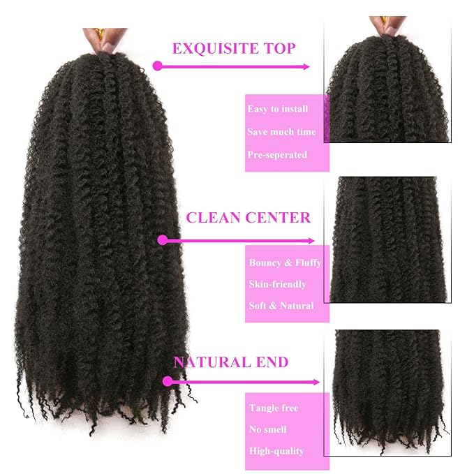 Marley Twist Braiding Hair 18 Inch 8 Packs โ Long-Lasting Marley Hair, Fluffy&Tangle-Free Cuban Twist Hair for Braiding, Natural Look Synthetic Spring Afro Kinky Twist Hair Extensions (4)