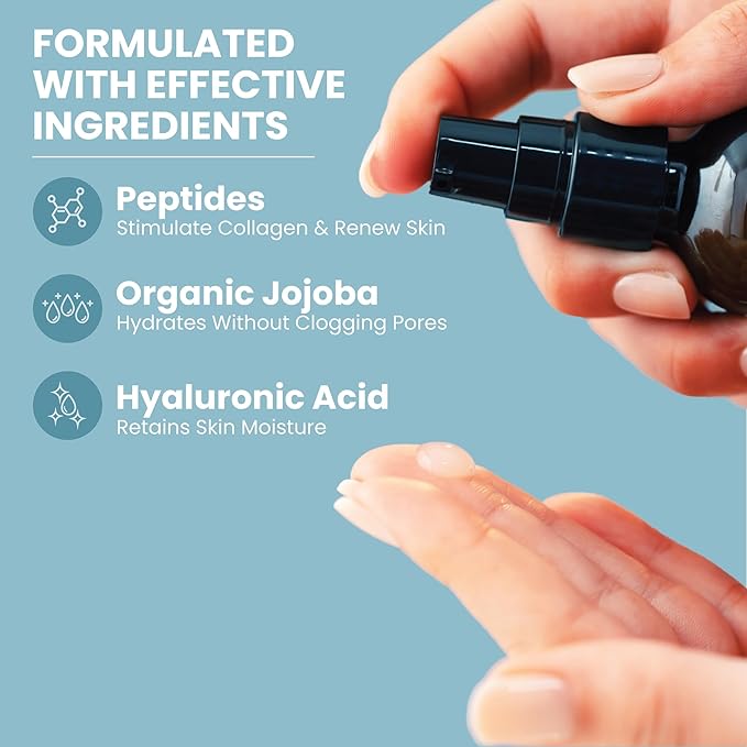 Collagen Peptide - Anti Aging Collagen Serum for Face, Skin Brightening, Reduces Fine Lines & Wrinkles, Heals and Repairs Skin, Microneedling with Hyaluronic Acid (2 oz)