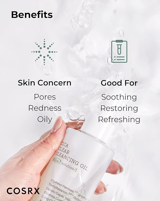 COSRX Pure Fit Cica Cleansing Oil, 6.76 fl. oz / 200ml | Light Weight Oil Purifying Centella for Sensitive Skin | CICA-7 Complex, Jojoba seed oil