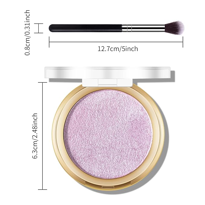 Baked Purple Highlighter Powder Palette, Makeup Highlighter Powder Twilight Purple