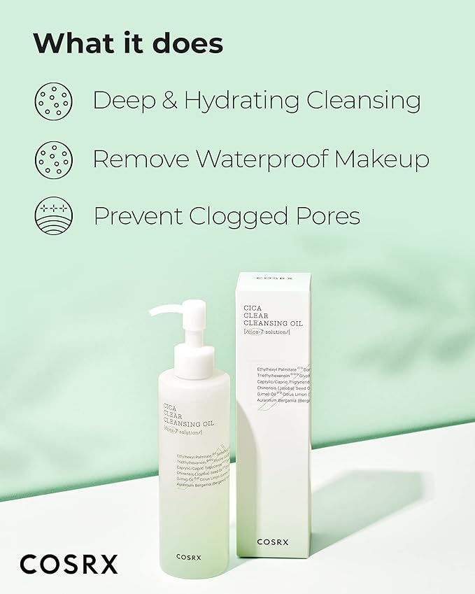 COSRX Pure Fit Cica Cleansing Oil, 6.76 fl. oz / 200ml | Light Weight Oil Purifying Centella for Sensitive Skin | CICA-7 Complex, Jojoba seed oil