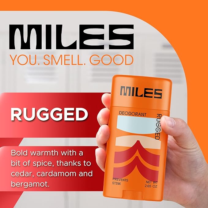 Miles Kids Deodorant for Boys and Girls - Aluminum Free Deodorant for Kids and Teens, Natural, Hypoallergenic, Made in USA - Rugged Scent, 1-Pack