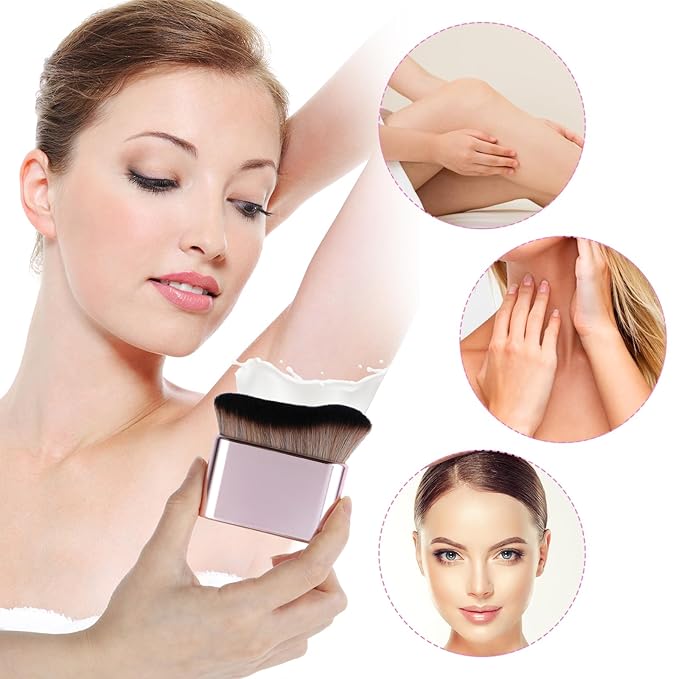 Self Tan Brush Soft Body Makeup Brush Portable Self Tanning Brush Self Tanner Face Brush For Body & Leg Makeup(Pink Rose Gold)