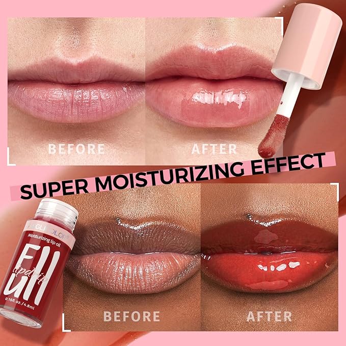 2PC Lip Glow Oil Hydrating 6 Colors, Moisturizing Glow