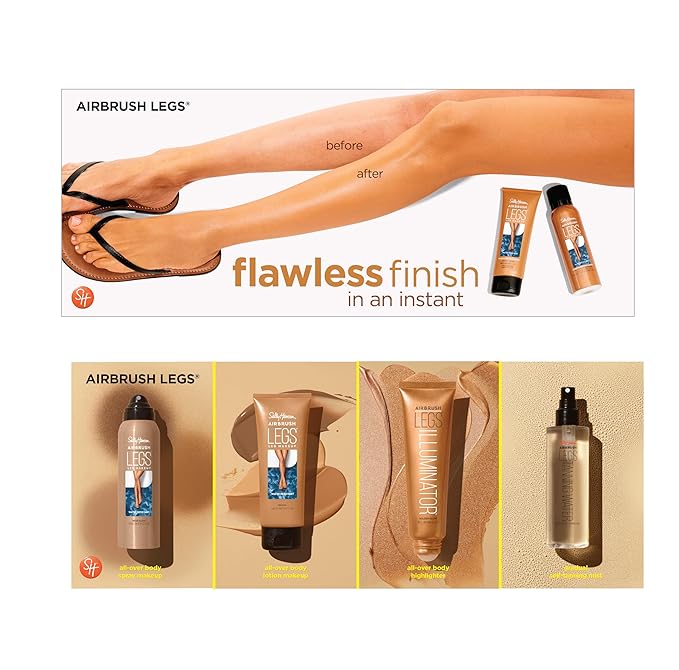 Sally Hansen Airbrush Legs®, Leg Spray-On Makeup, Light Glow, Easy Application, Flawless Looking Legs, Water Resistant, Transfer Proof