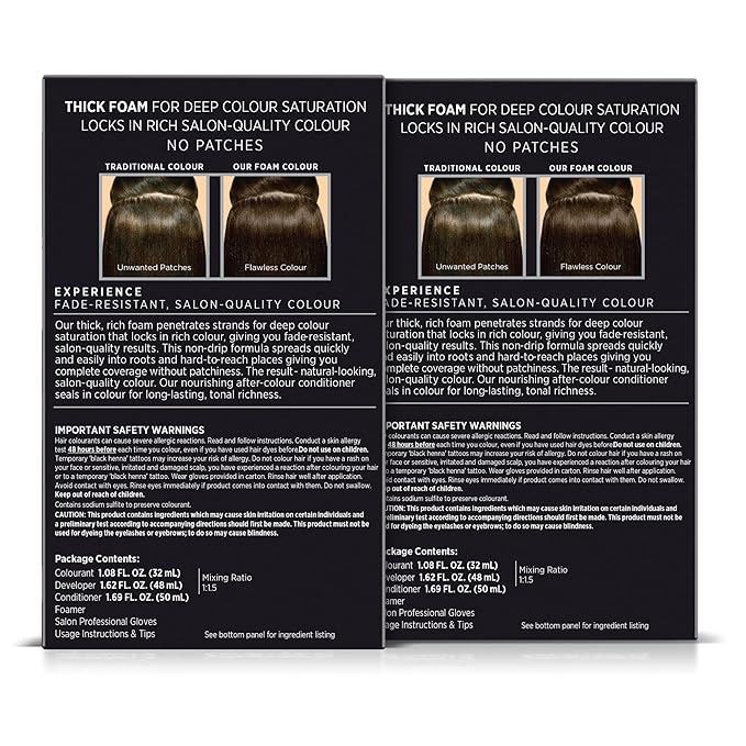 John Frieda Precision Foam Colour, Light Natural Brown 6N, Full-coverage Hair Color Kit, Anti-Fade Gray Coverage, Deep Color Saturation Hair Dye, Pack of 2