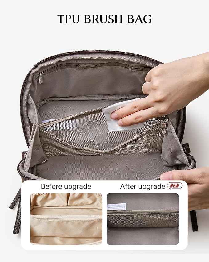 EACHY Travel Makeup Bag,Large Capacity Cosmetic Bags for Women,Waterproof Portable Pouch Open Flat Toiletry Bag Make up Organizer with Divider and Handle