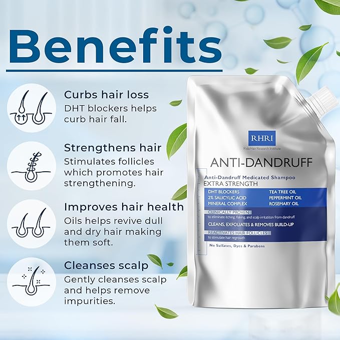 Anti Dandruff Shampoo Anti Fungal Dandruff Mens Shampoo | Medicated, Clarifying, Psoriasis & Biotin Shampoo w/Salicylic Acid | For Dry, Itchy, Flaky, Irritated Scalp & Hair