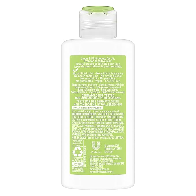 Simple Kind to Skin Face Moisturizer For Sensitive Skin Replenishing Rich 12-Hour Moisturization for All Skin Types 4.2 oz